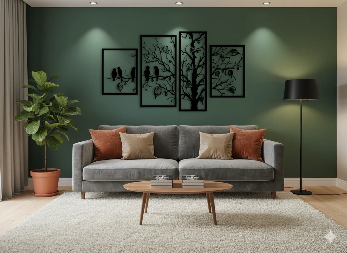 Cuadro Arbol con pajaritos 4 partes